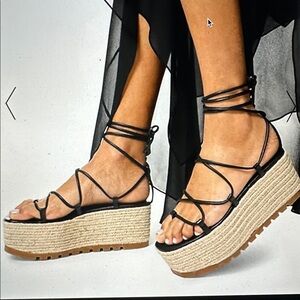 Michael Kors Black Lace-Up Sandals